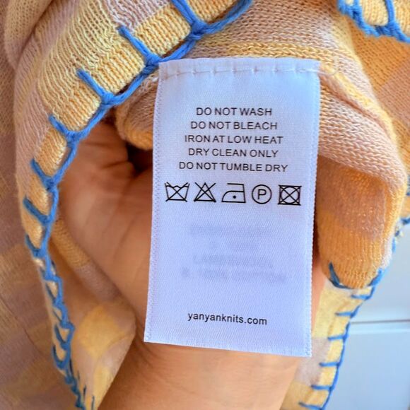 YanYan Knits Cap Sleeve Maxi Dress with Cloud in Checkered Yellow & Tan size M - Picture 10 of 16